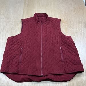 Outback Trading Company 3X Burgundy MicroSuede Quilted Zip Vest Plus GC